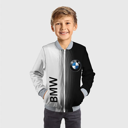 Детский бомбер Black and White BMW / 3D-Серый – фото 3