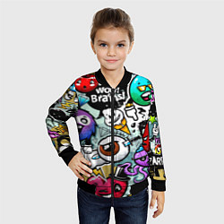 Бомбер детский Граффити, цвет: 3D-черный — фото 2