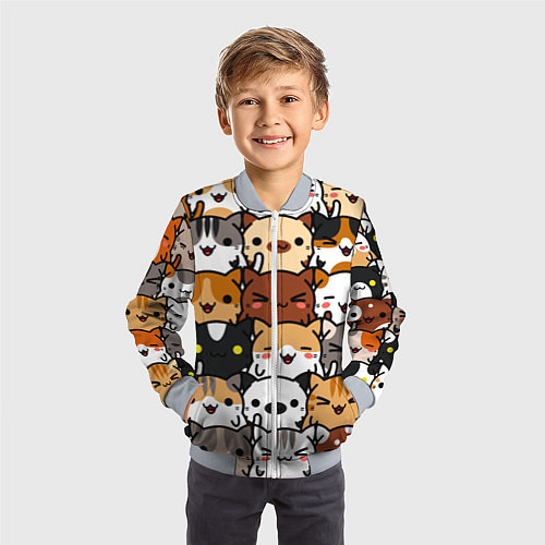 Детский бомбер Коты и котики / 3D-Серый – фото 3