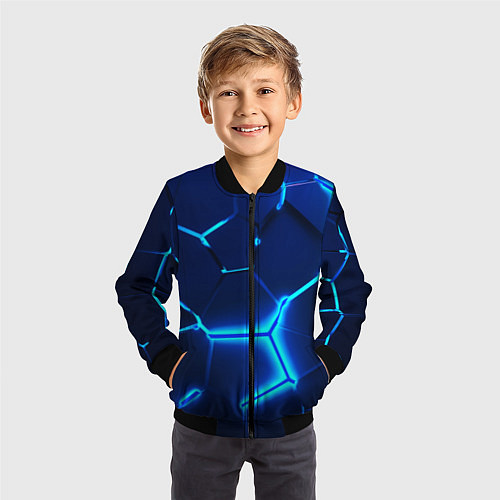 Детский бомбер 3D ПЛИТЫ NEON STEEL НЕОНОВЫЕ ПЛИТЫ / 3D-Черный – фото 3