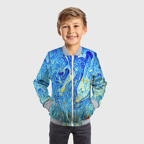 Детский бомбер Сползающие краски / 3D-Серый – фото 3