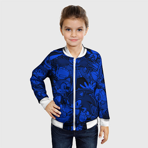 Детский бомбер SONIC BLUE PATTERN СИНИЙ ЁЖ / 3D-Белый – фото 4