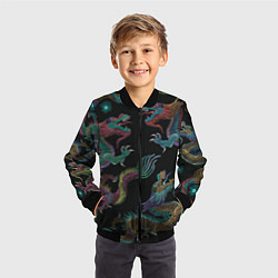 Бомбер детский Цветные драконы, цвет: 3D-черный — фото 2