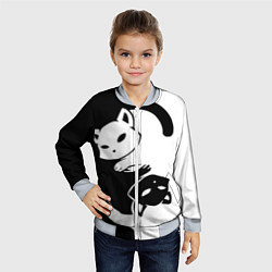 Бомбер детский Черный и белый кот кувыркаются, цвет: 3D-серый — фото 2