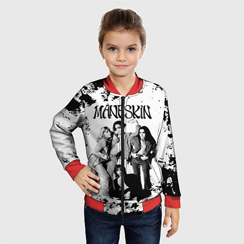 Детский бомбер Maneskin Монэскин, рок - группа / 3D-Красный – фото 4
