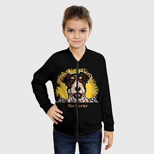 Детский бомбер Фокстерьер Fox terrier / 3D-Черный – фото 4