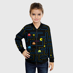 Бомбер детский Пиксельный Пакман, цвет: 3D-черный — фото 2