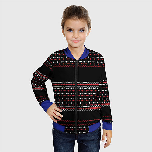 Детский бомбер НОВОГОДНИЙ ПАТТЕРН SWEATER / 3D-Синий – фото 4