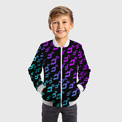 Бомбер детский JOJOS BIZARRE ADVENTURE NEON PATTERN НЕОН УЗОР, цвет: 3D-белый — фото 2