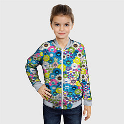 Бомбер детский Takashi Murakami Улыбающиеся цветы, цвет: 3D-серый — фото 2