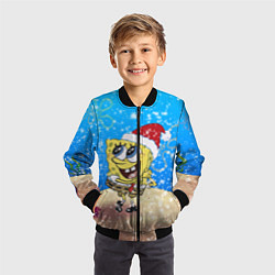 Бомбер детский НОВОГОДНИЙ ГУБКА БОБ КВАДРАТНЫЕ ШТАНЫ, цвет: 3D-черный — фото 2