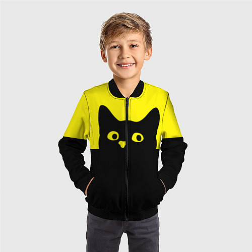 Детский бомбер Котик голова кота / 3D-Черный – фото 3