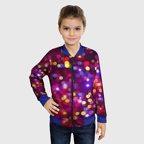 Детский бомбер ПРАЗДНИЧНЫЕ ОГОНЬКИ НОВЫЙ ГОД 2022 / 3D-Синий – фото 4
