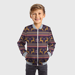 Бомбер детский Новогодний свитер c оленями 2, цвет: 3D-серый — фото 2