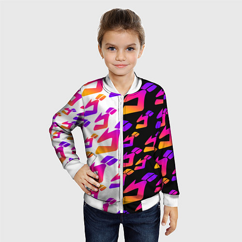 Детский бомбер JOJO BIZARRE ADVENTURE ДЖО ДЖО УЗОР / 3D-Белый – фото 4