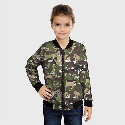 Детский бомбер Камуфляж из Собак Camouflage / 3D-Черный – фото 4