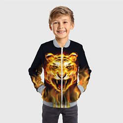 Бомбер детский Тигр В Пламени, цвет: 3D-серый — фото 2