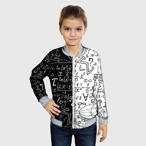 Детский бомбер ЧЁРНО БЕЛЫЕ ФОРМУЛЫ ФИЗИКА МАТЕМАТИКА / 3D-Серый – фото 4