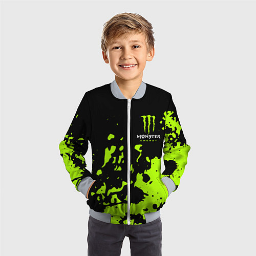 Детский бомбер Monster Energy green / 3D-Серый – фото 3
