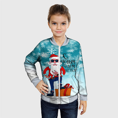 Детский бомбер Hipster Santa 2022 / 3D-Серый – фото 4