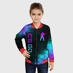Бомбер детский CS GO NEON SYMBOL STYLE SKIN КС ГО НЕОН, цвет: 3D-красный — фото 2
