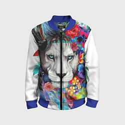 Бомбер детский Лев - сильный взгляд, цвет: 3D-синий