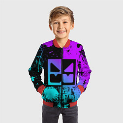 Бомбер детский GEOMETRY DASH NEON LEVELS SMILE, цвет: 3D-красный — фото 2