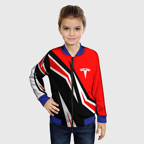 Детский бомбер TESLA MOTORS RED LINE ТЕСЛА / 3D-Синий – фото 4