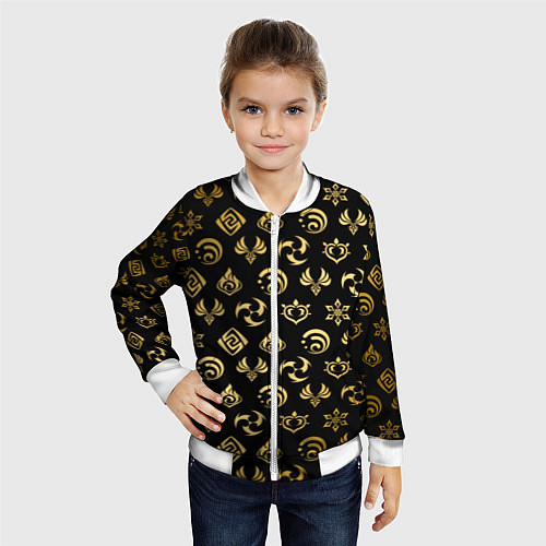 Детский бомбер GOLDEN GENSHIN IMPACT PATTERN ЗОЛОТО ГЕНШИН ИМПАКТ / 3D-Белый – фото 4