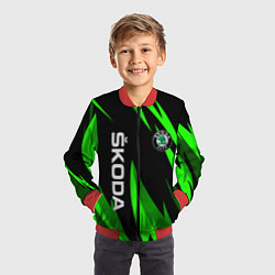 Бомбер детский SKODA Логотип Узор, цвет: 3D-красный — фото 2