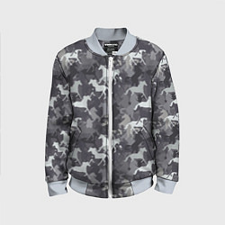 Бомбер детский Табун Лошадей, цвет: 3D-серый