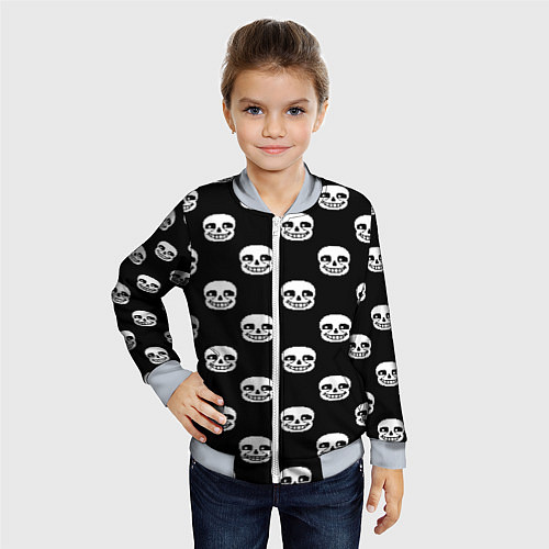 Детский бомбер UNDERTALE SANS SKULL FACE PATTERN УЗОР / 3D-Серый – фото 4