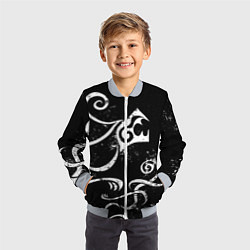 Бомбер детский ТАТУИРОВКА ДРАКЕНА WHITE AND BLACK, цвет: 3D-серый — фото 2