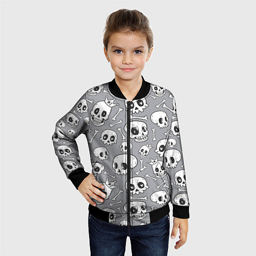 Детский бомбер Skulls & bones / 3D-Черный – фото 4