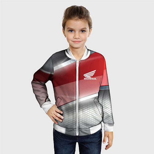 Детский бомбер Honda Текстура / 3D-Белый – фото 4