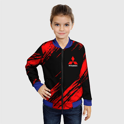 Детский бомбер Mitsubishi Texture Red / 3D-Синий – фото 4