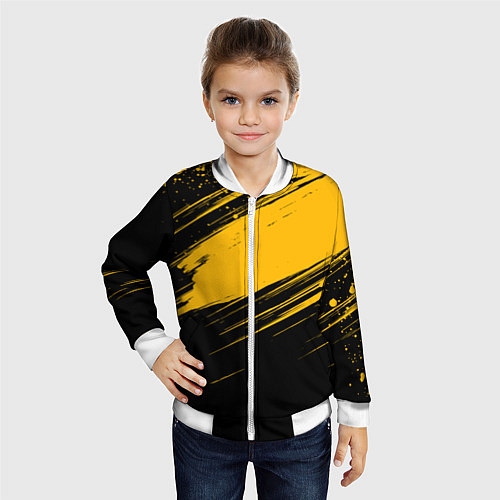 Детский бомбер Black and yellow grunge / 3D-Белый – фото 4