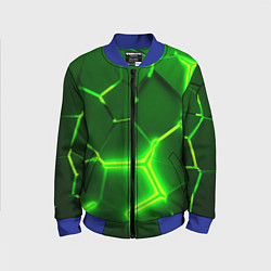 Детский бомбер 3D ПЛИТЫ НЕОН NEON GREEN HEXAGON РАЗЛОМ