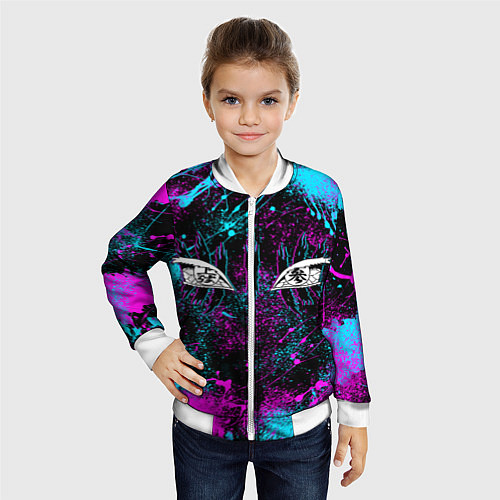 Детский бомбер ГЛАЗА АКАЗЫ ГЛИТЧ / 3D-Белый – фото 4