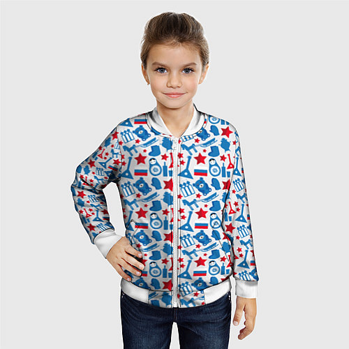 Детский бомбер Русский Символизм / 3D-Белый – фото 4