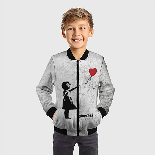 Детский бомбер Бэнкси Всегда есть надежда There is Always Hope Ba / 3D-Черный – фото 3