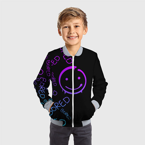 Детский бомбер Neon Bored Half pattern / 3D-Серый – фото 3