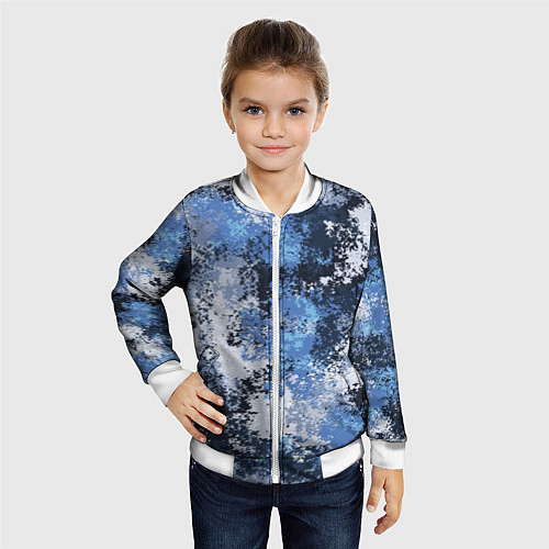 Детский бомбер Спортивный камуфляж Пикси - Черника / 3D-Белый – фото 4