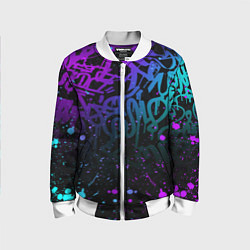 Бомбер детский НЕОНОВОЕ ГРАФФИТИ НЕОНОВЫЕ БРЫЗГИ, цвет: 3D-белый