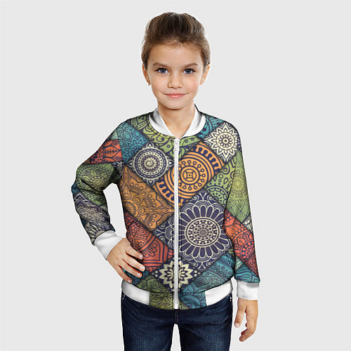 Детский бомбер Mandala-pattern / 3D-Белый – фото 4