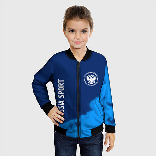 Детский бомбер РОССИЯ - ГЕРБ Russia Sport Пламя / 3D-Черный – фото 4