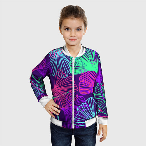 Детский бомбер Neon color pattern Fashion 2023 / 3D-Белый – фото 4