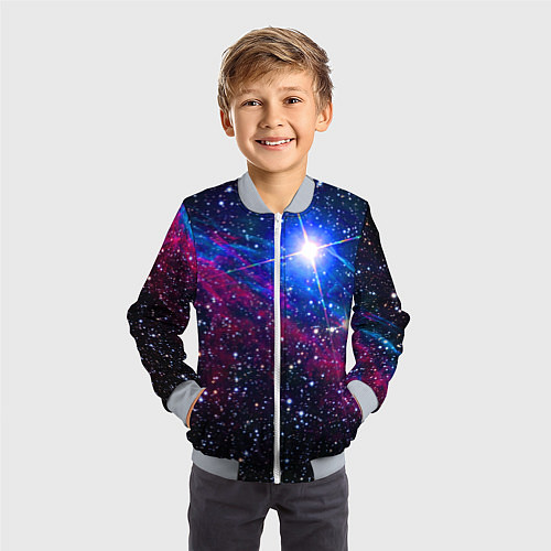 Детский бомбер Открытый космос Star Neon / 3D-Серый – фото 3