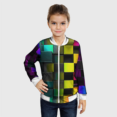 Детский бомбер Colored Geometric 3D pattern / 3D-Белый – фото 4
