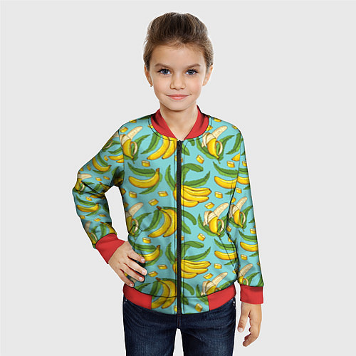 Детский бомбер Banana pattern Summer Fashion 2022 / 3D-Красный – фото 4